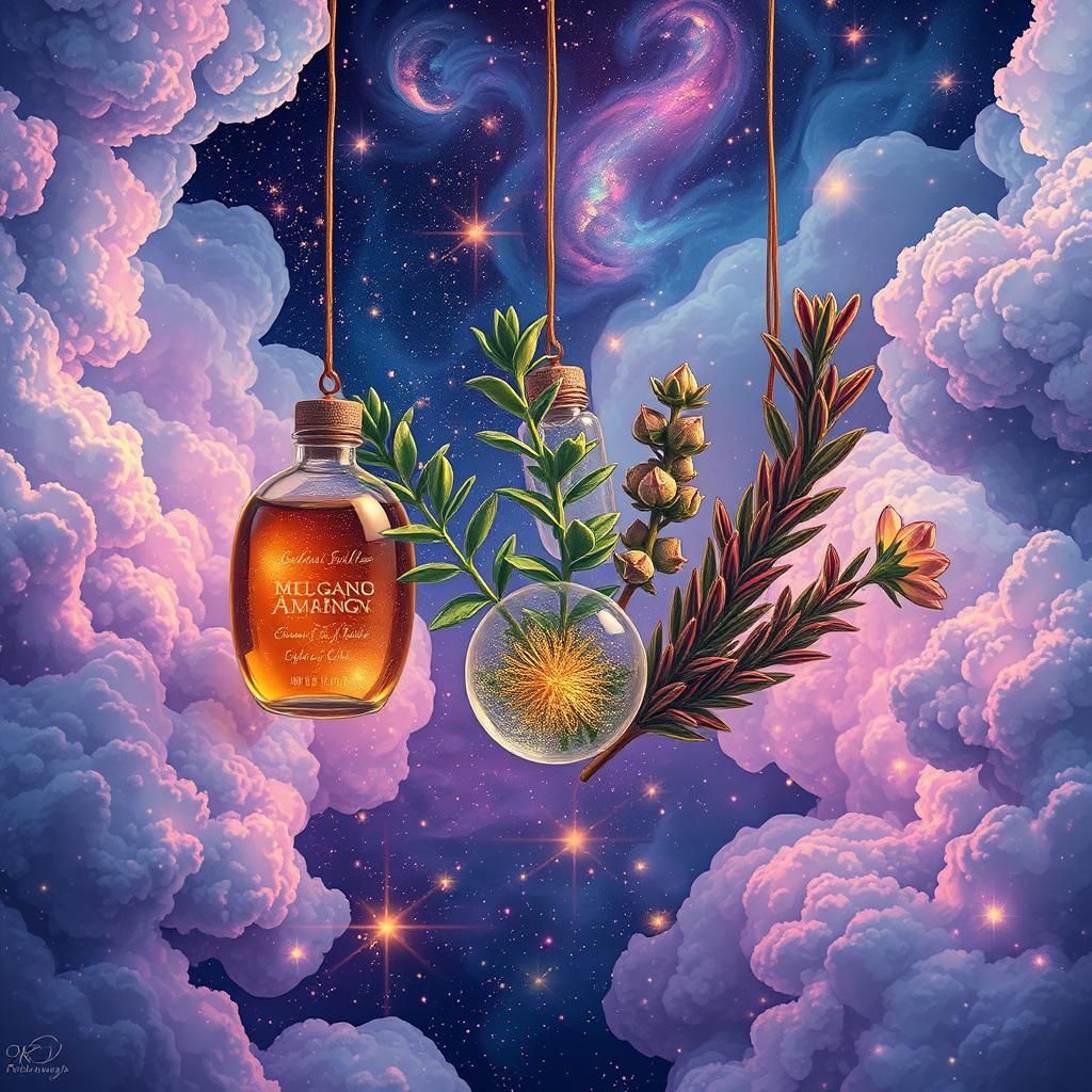 Vibrant Cosmic Botanicals in Ethereal Auroral Light