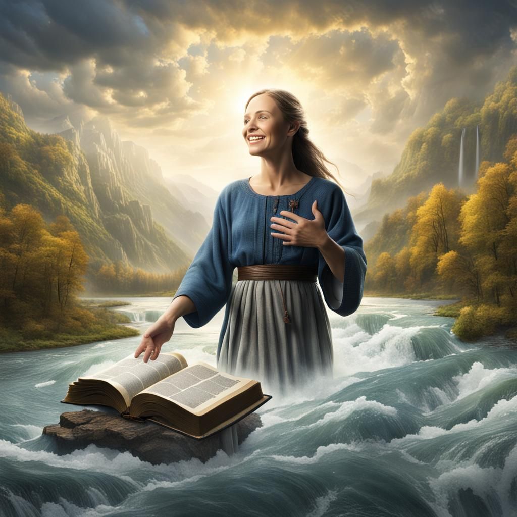 Biblical Waters Flow into the Heart of a Smiling Woman