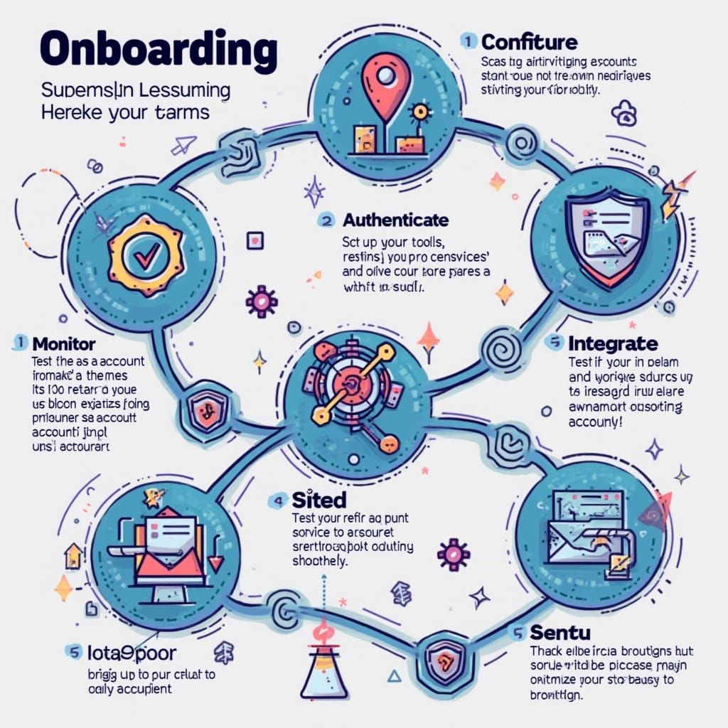 Vibrant Onboarding Process Flowchart with Unique Icons and D...