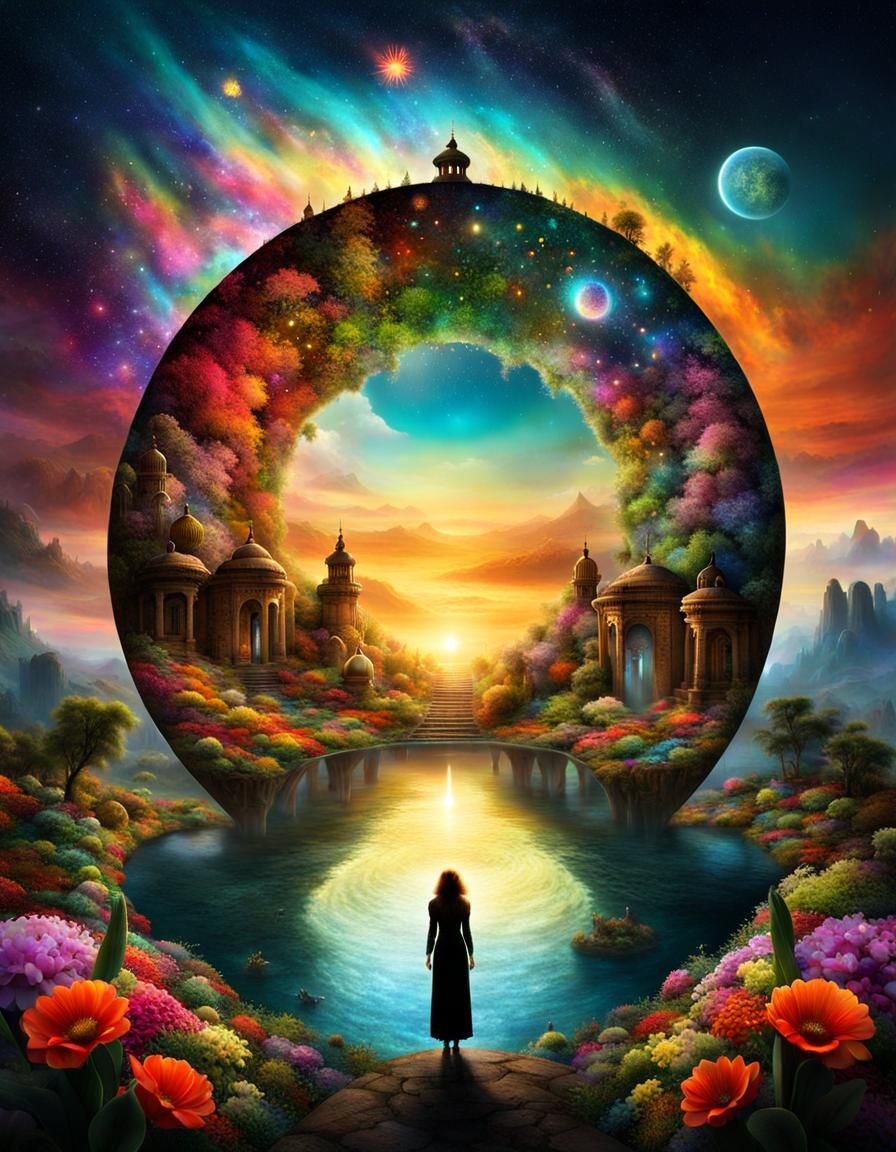 Surreal Sci-Fi Oasis at Dusk in Diwali Sky