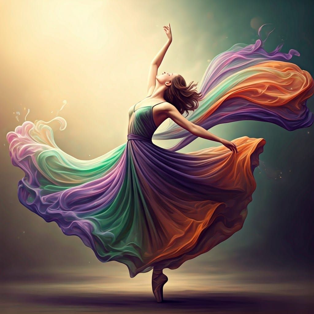 Woman Dancing in a Kaleidoscope of Color