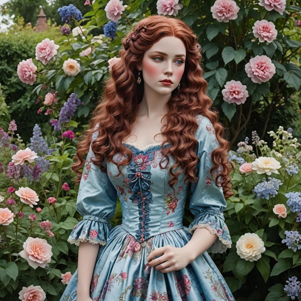 Lady in Elegant Garden Attire