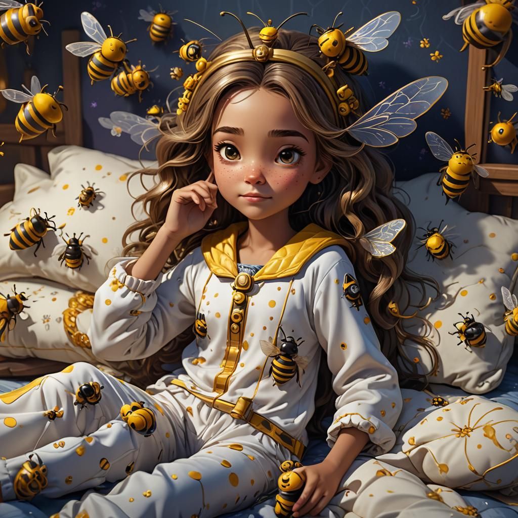 Happy Princess Bee Dreams in Vibrant Fantasy World