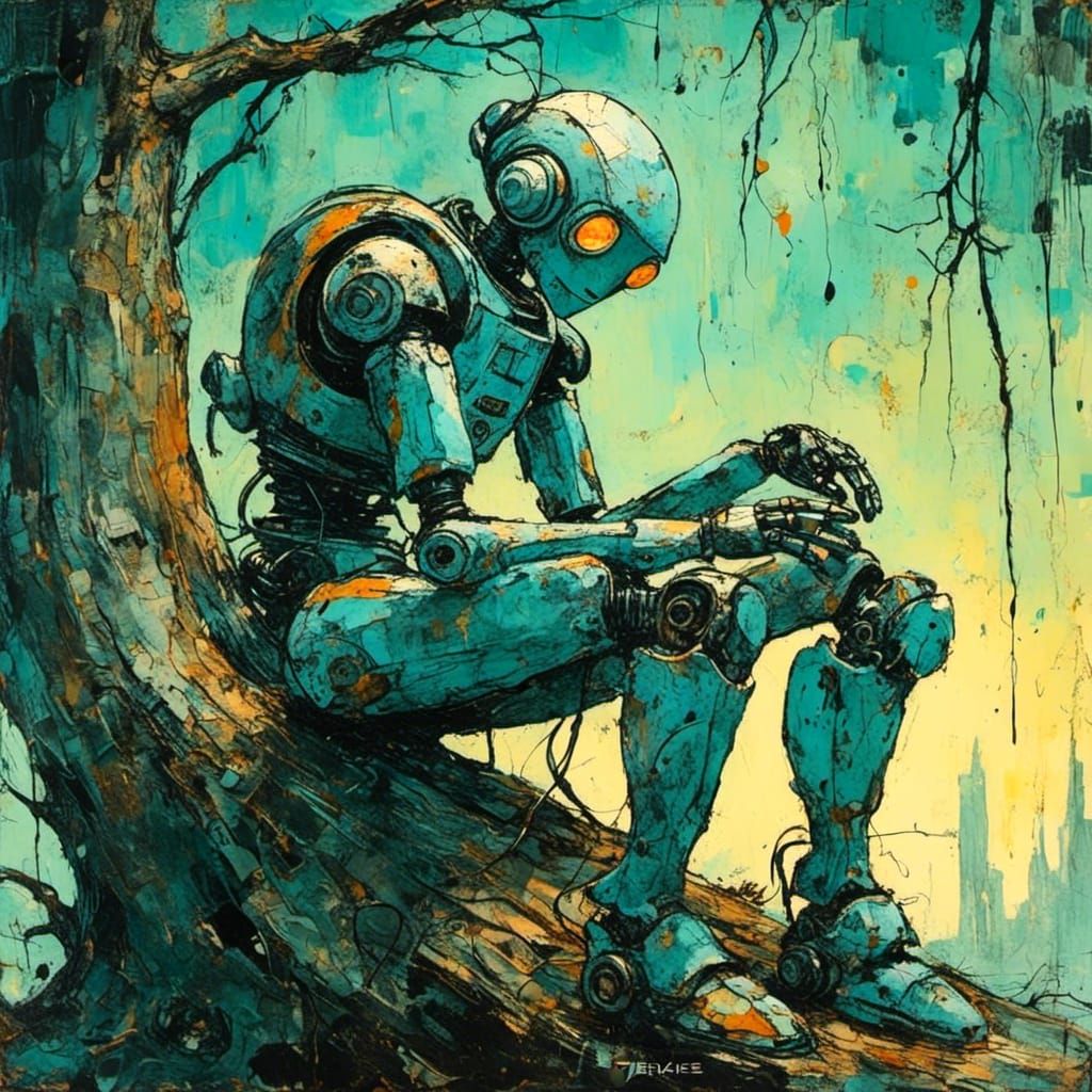 <lora:Dryadic Decay:1.0> 8k, retro anime cyberpunk robot, re...