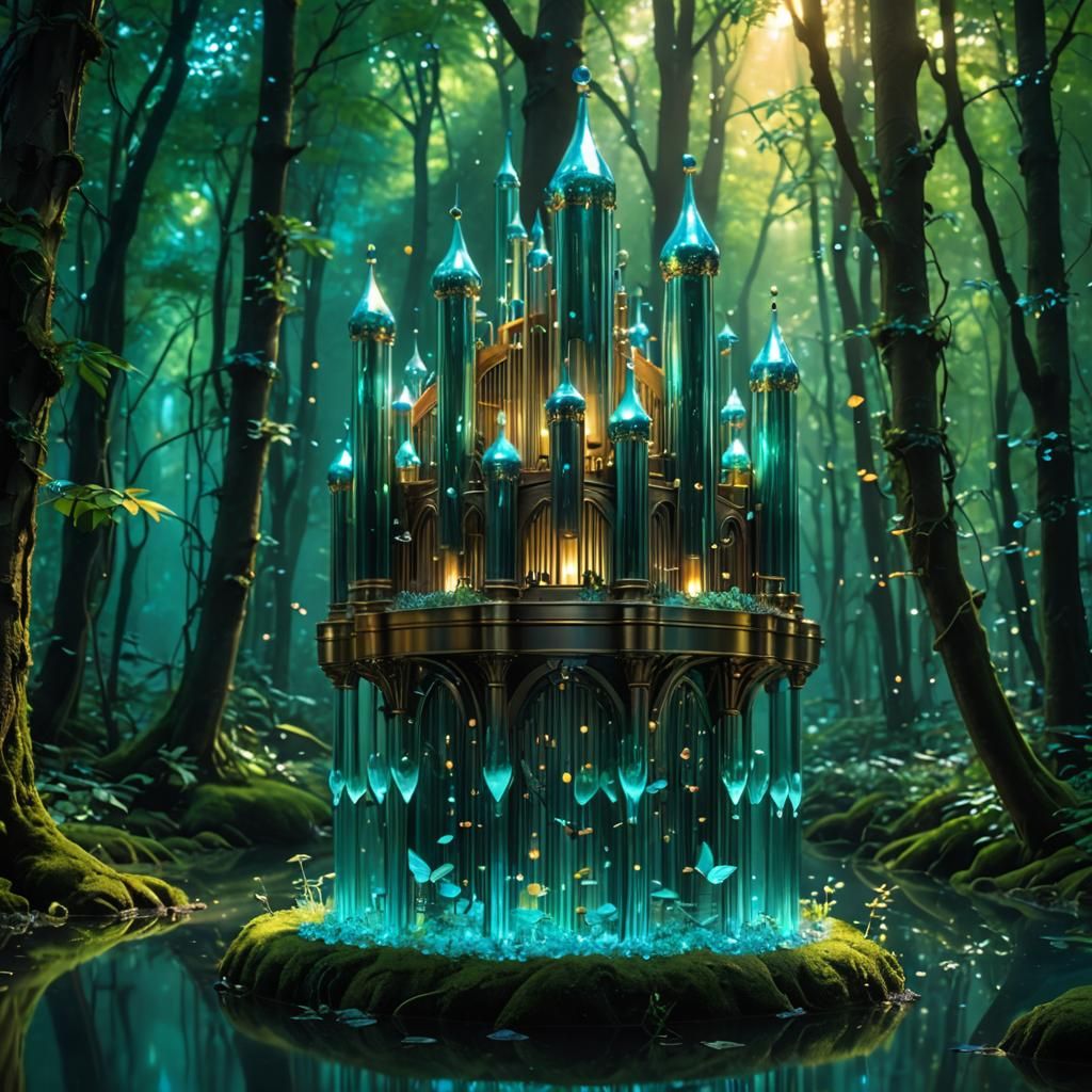 Surreal Mythical Being Made from Iridescent Glass Pipes in W...