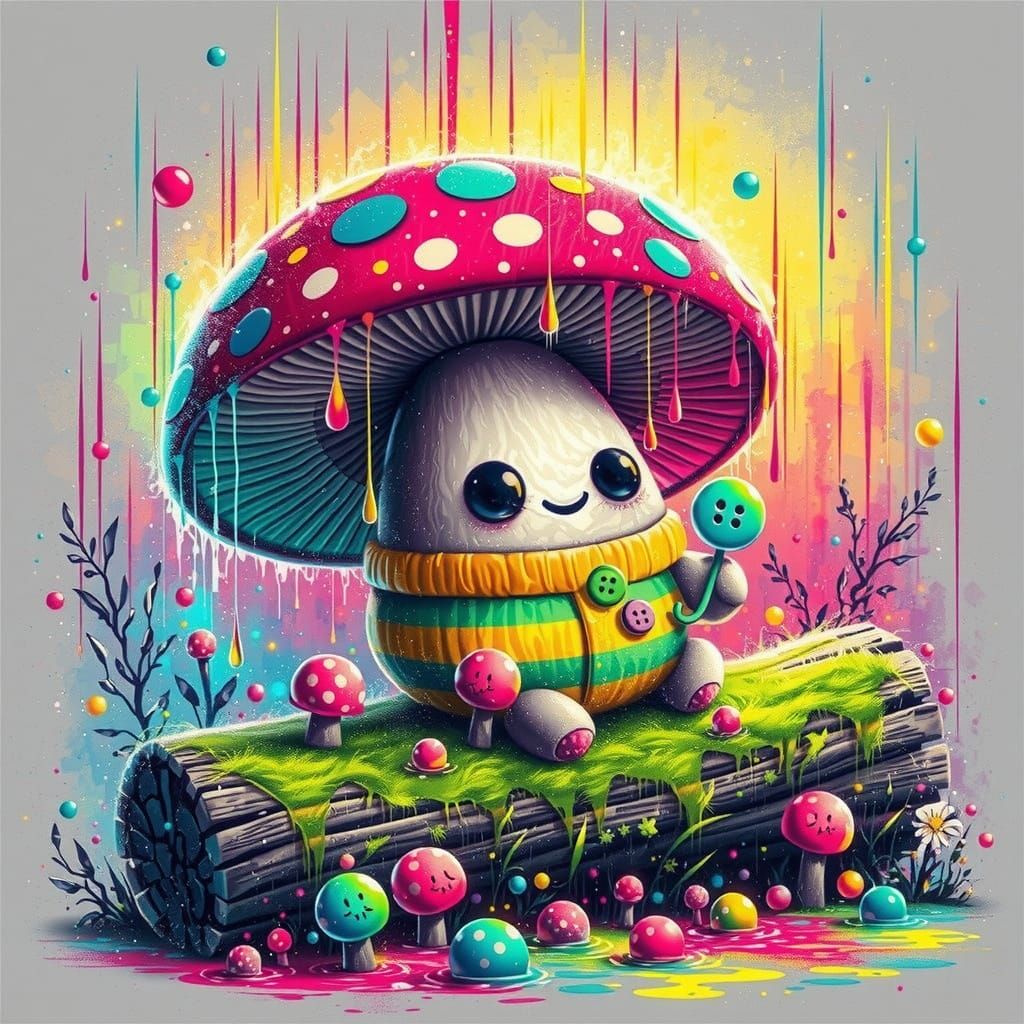 Mushroom Spirit in Pastel Grunge Apocalypse