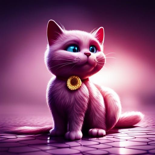 Surreal Fantasy Cat Embellished with Diamonds and Gemstones