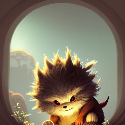 Friendly Furry Monster in Storybook Digital Art