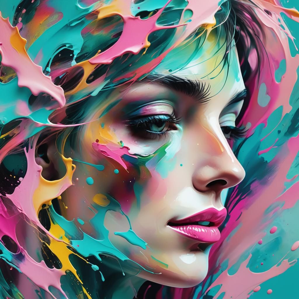 Vibrant Portrait in Abstract Expressionism Style