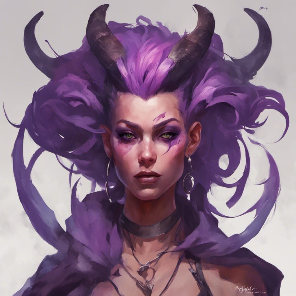 Ethereal Tiefling Maiden in Vibrant Triadic Hues