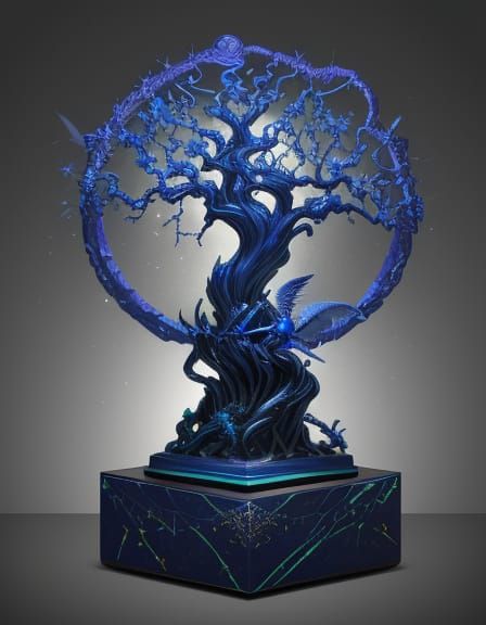 Surreal Lapis Lazuli Dragon Tree Buddha Statue with Crystal ...