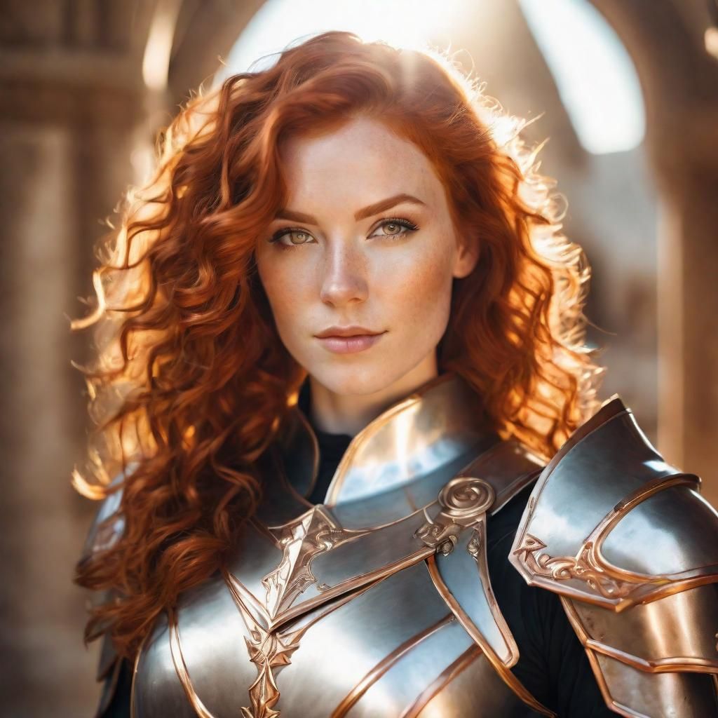Elegant Redheaded Paladin in Radiant Temple Attire