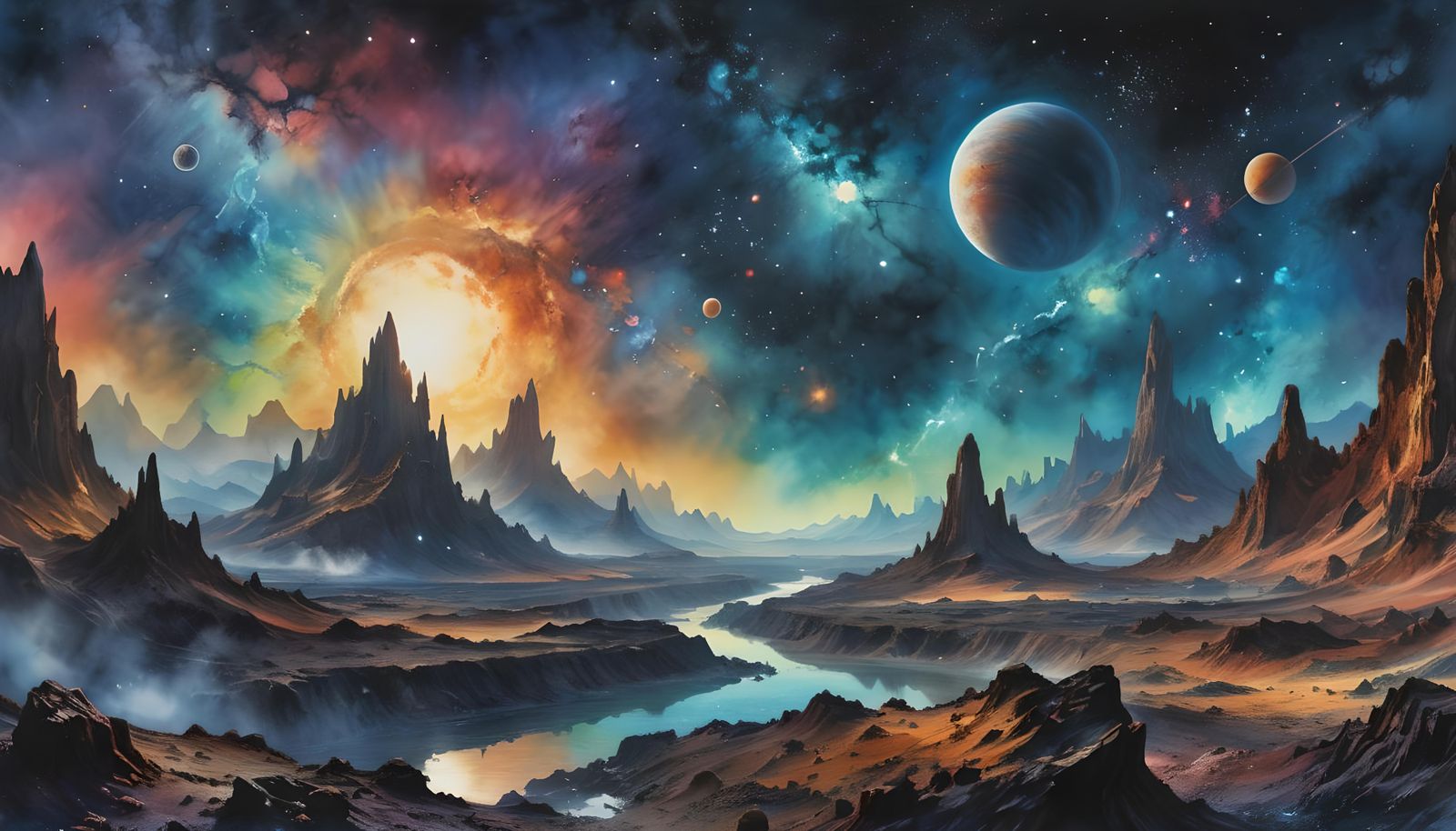 Ethereal Alien World in Whimsical Candy Art Style