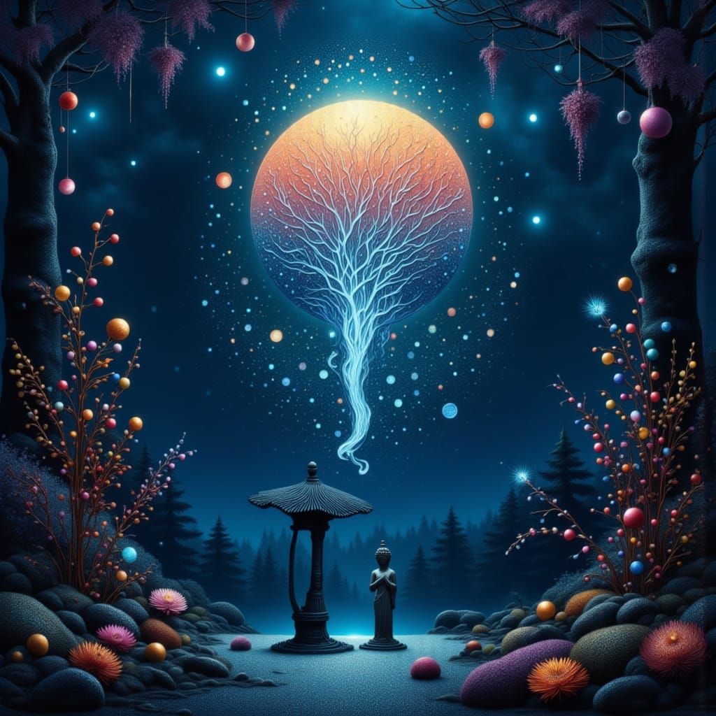 Peaceful Zen Garden with Buddha in Asian Style