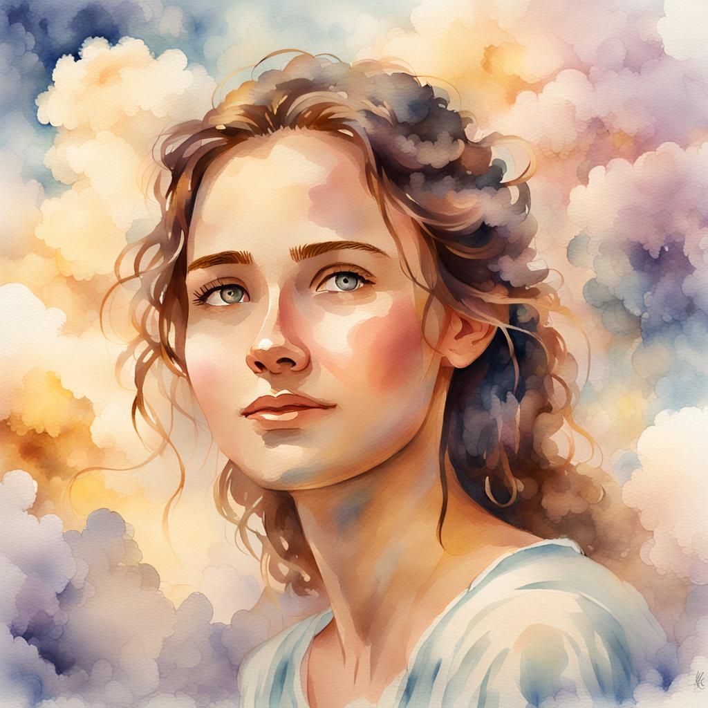 A Whimsical Watercolor Portrait in Soft Focus