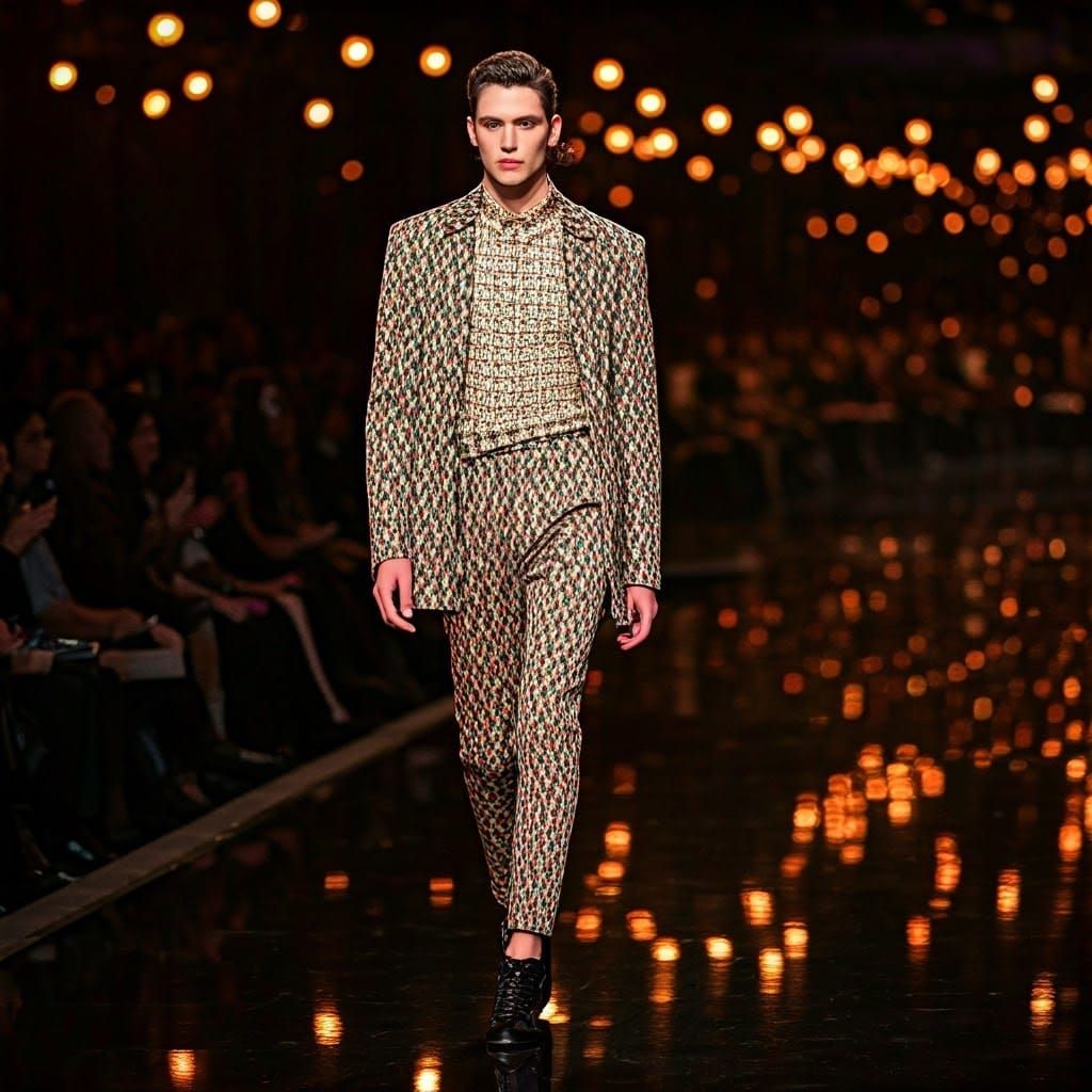 Glowing High Fashion Model on the Catwalk