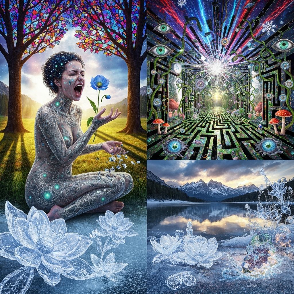 Cosmic Woman with Star Hair and Bioluminescent Patterns