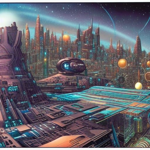 Futuristic City Amidst Celestial Wonders