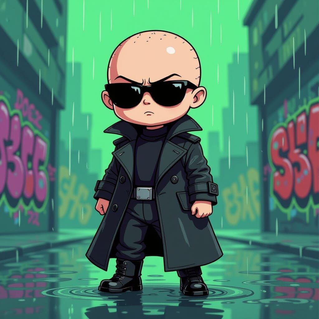 Stewie Griffin as Neo in Digital Rain