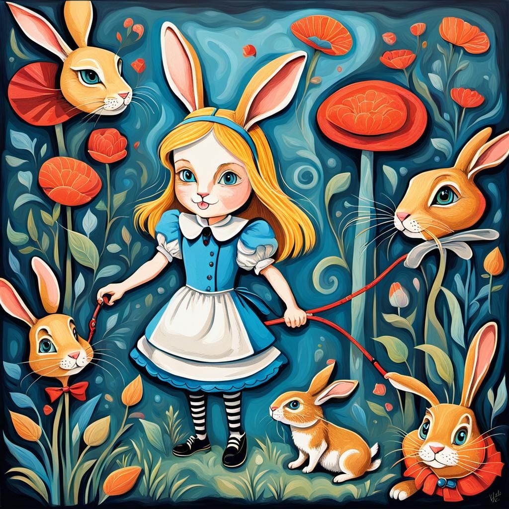 Surreal Wonderland Scene in Vibrant Abstract Art