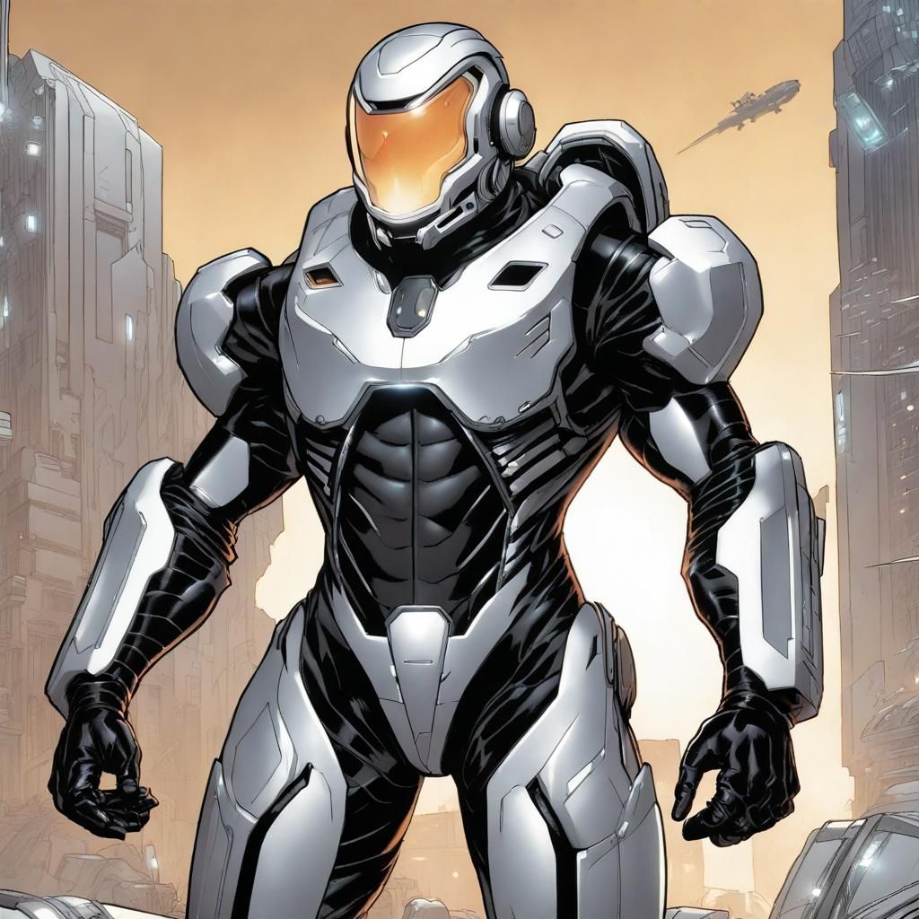 Durable Exosuit in Cyberpunk Style