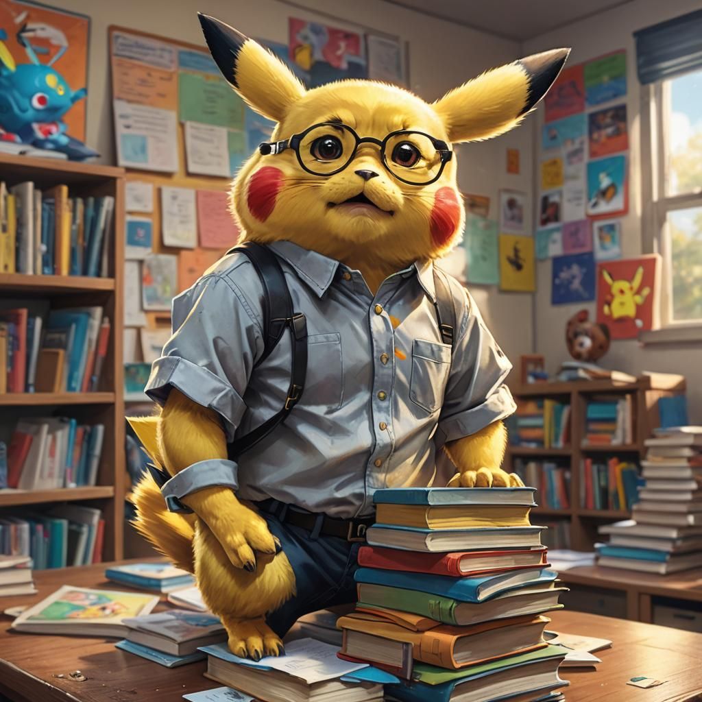 Pikachu in a Hyperrealistic Classroom Scene