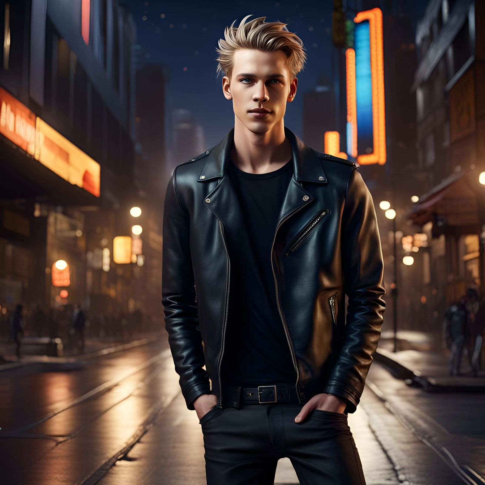 Sultry City Nighttime Portrait in Cyberpunk Style