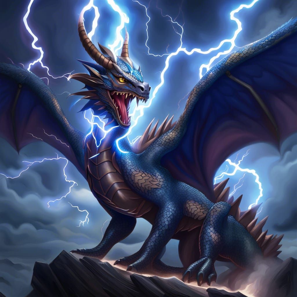 Mythical Lightning Dragon in Ancient Artistic Style