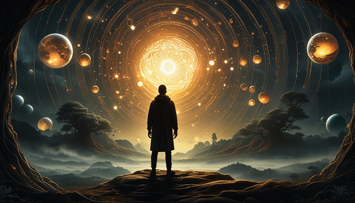 Surreal Figure Weaves Tapestry of Universal Understanding