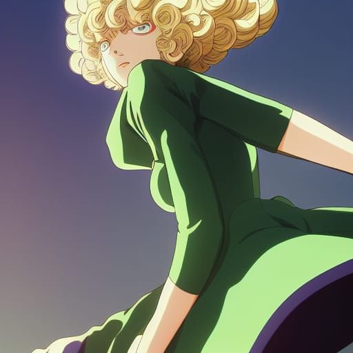 Tatsumaki Anime Goddess in Vibrant Studio Ghibli Style