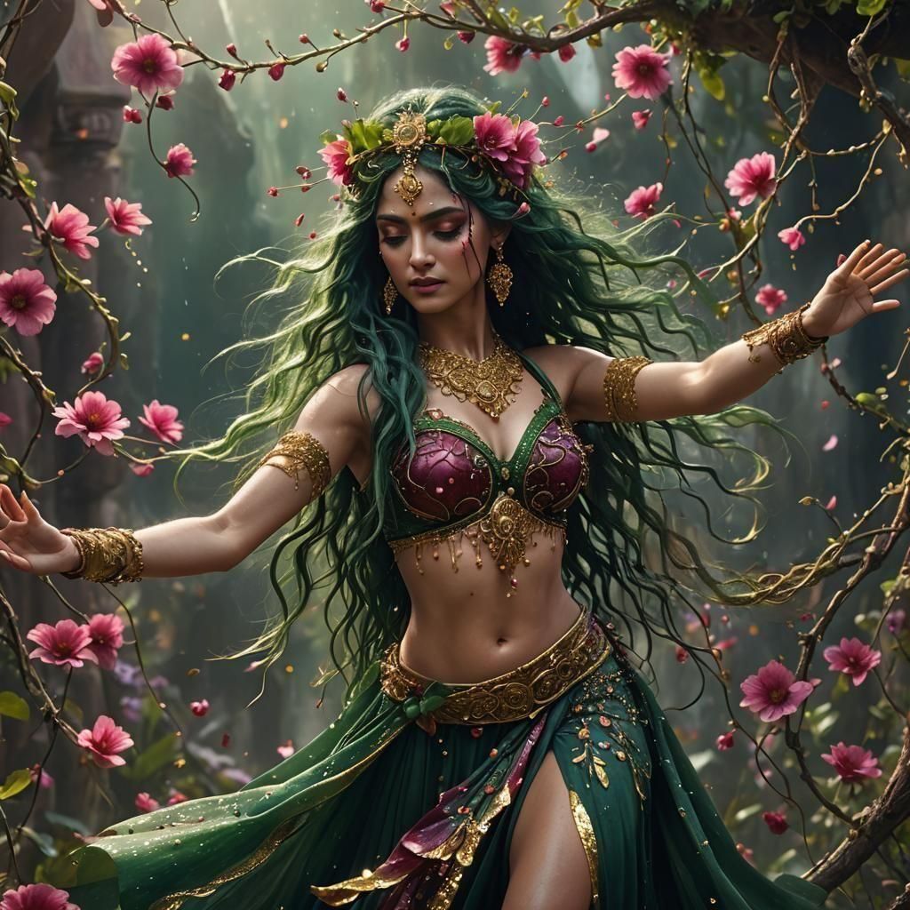 Surreal Flower Human Hybrid in Cyberpunk Style