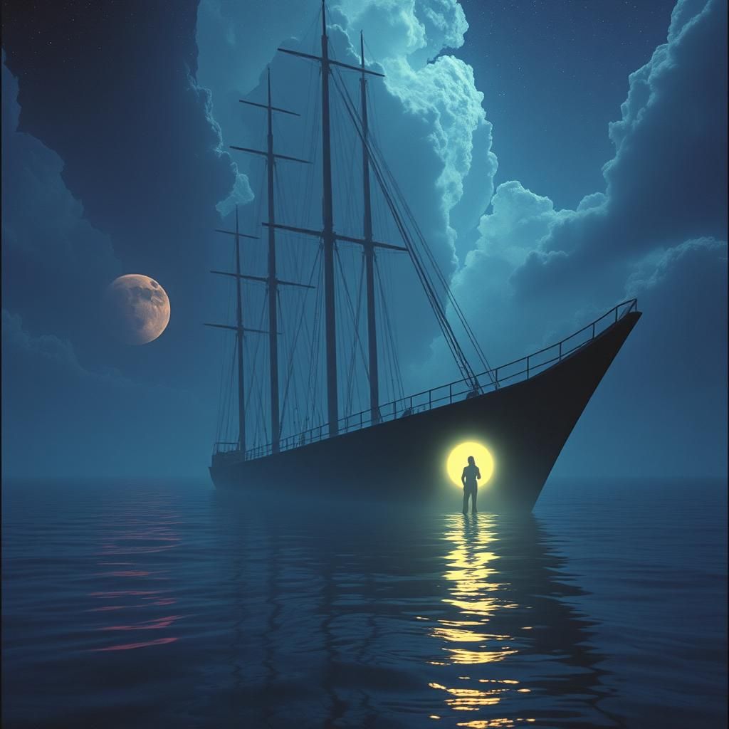 Surreal Liminal Scene from 80s Aquatic Horror Film in a Cybe...