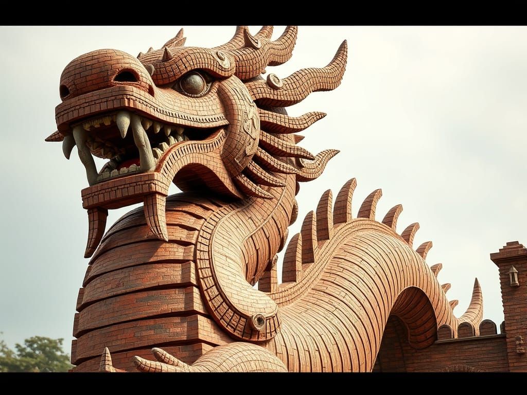 Detailed Brick Dragon Monument