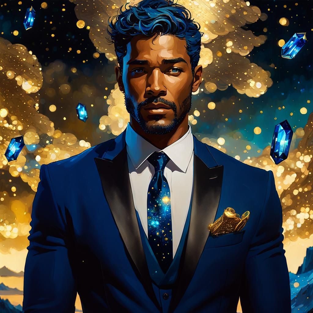 Sapphire Prince in a Cosmic Dreamscape