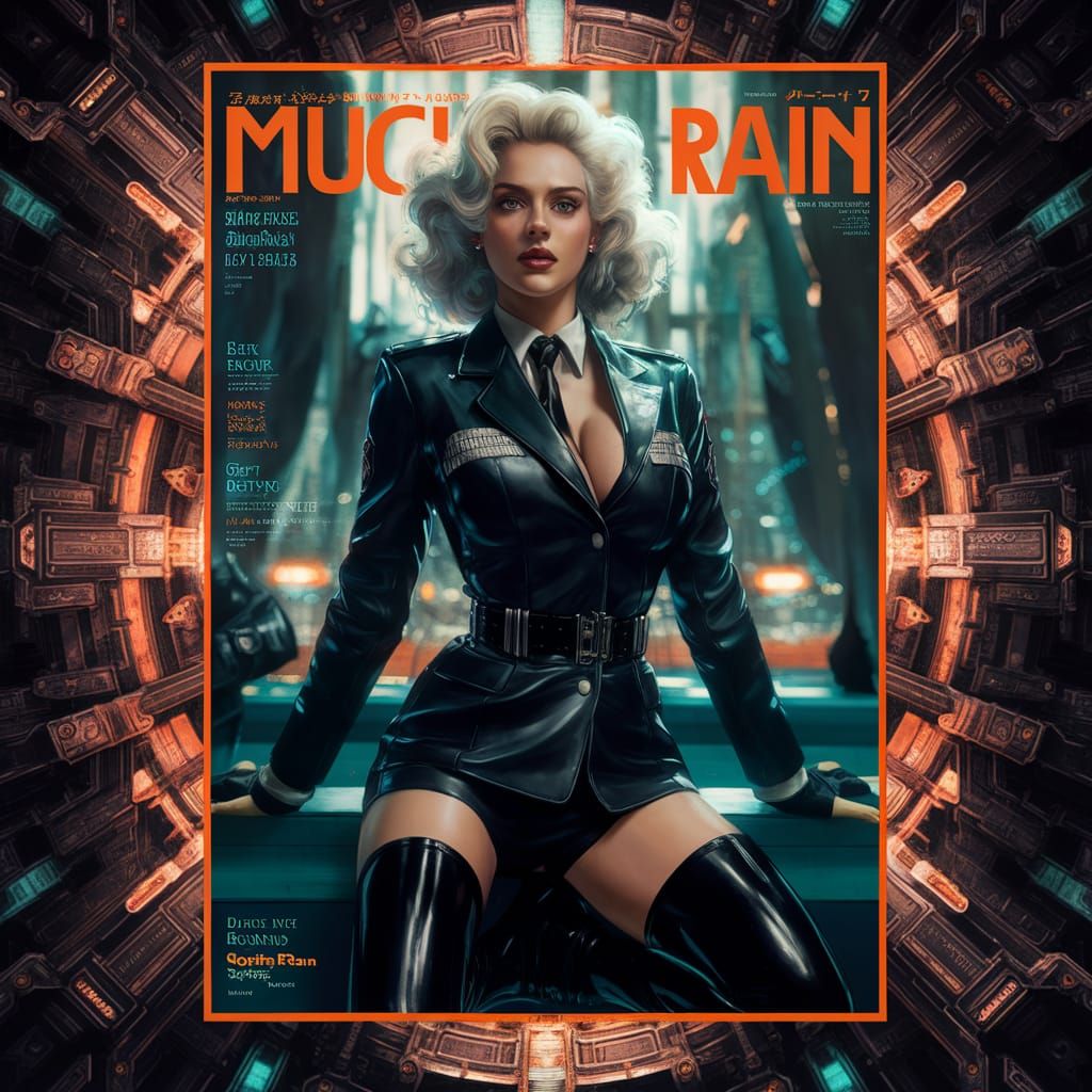 Glamorous Magazine Cover in Dystopian Futurism Style
