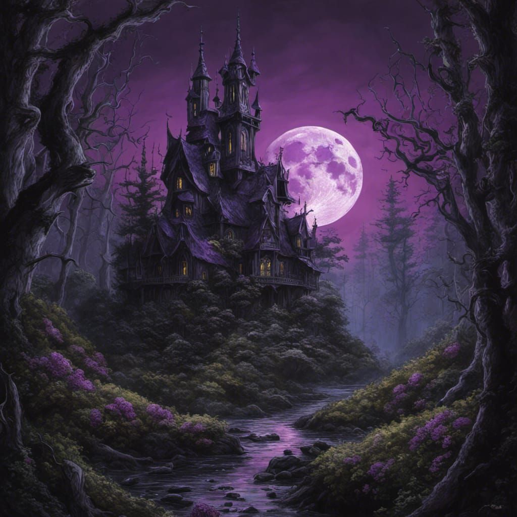 Ethereal Midnight Realm in Dark Gothic Style