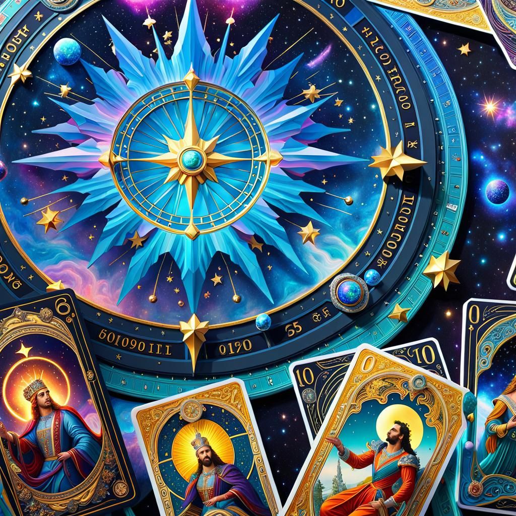 Surreal Wheel of Fortune in Rococo Cosmic Style