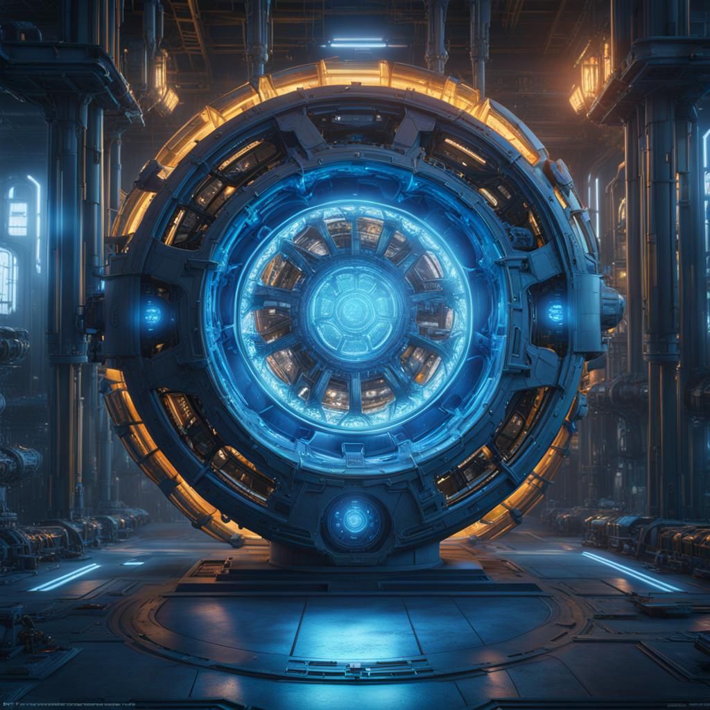 Cyberpunk Reactor Core Shines with Futuristic Glory