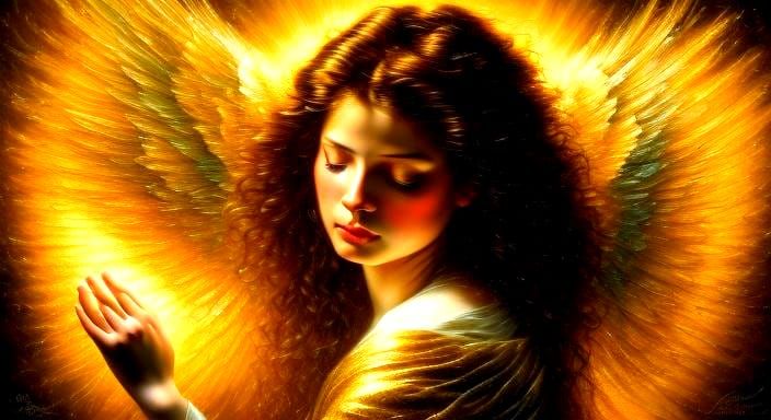 Ethereal Angel Plays Harp in Elegant Glamour