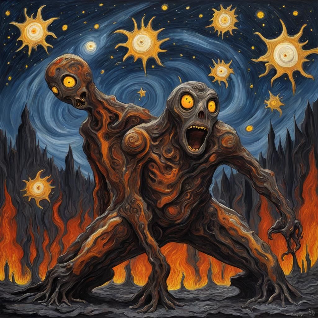 Molten Iron Starry Night Abstract Expressionism