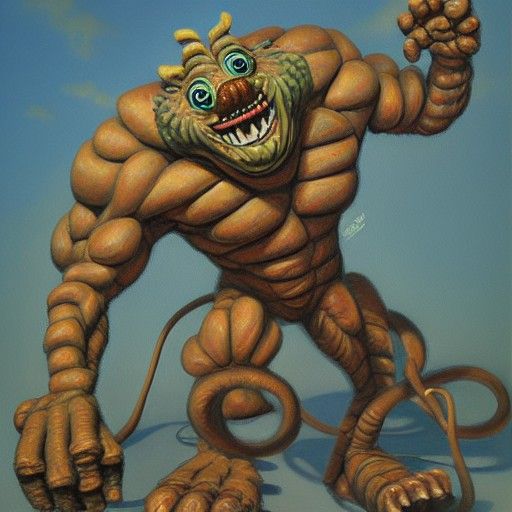 Rubber Hose Monster in Oil Painting Style