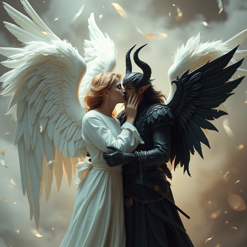 Angels Icarus and Lucifer Ethereal Kiss