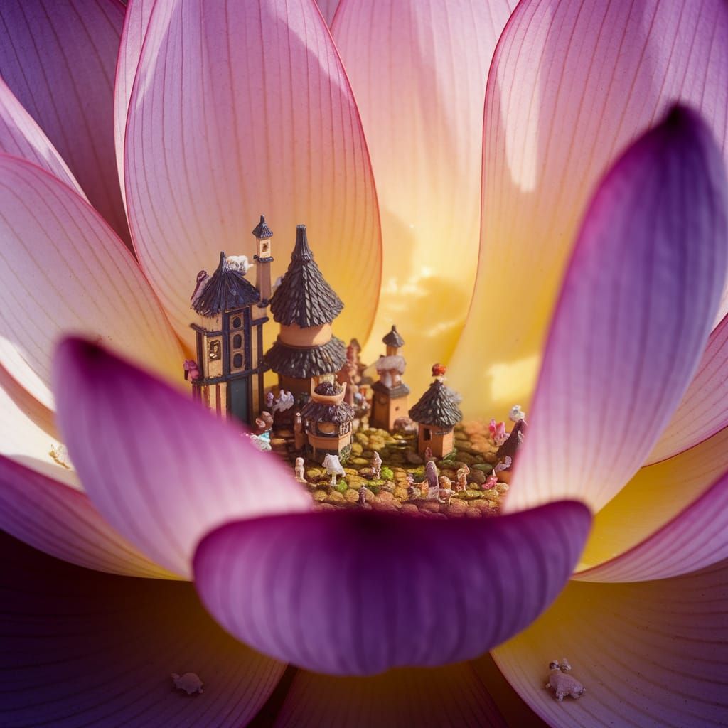 Surreal Lotus World in Whimsical Textured Beauty