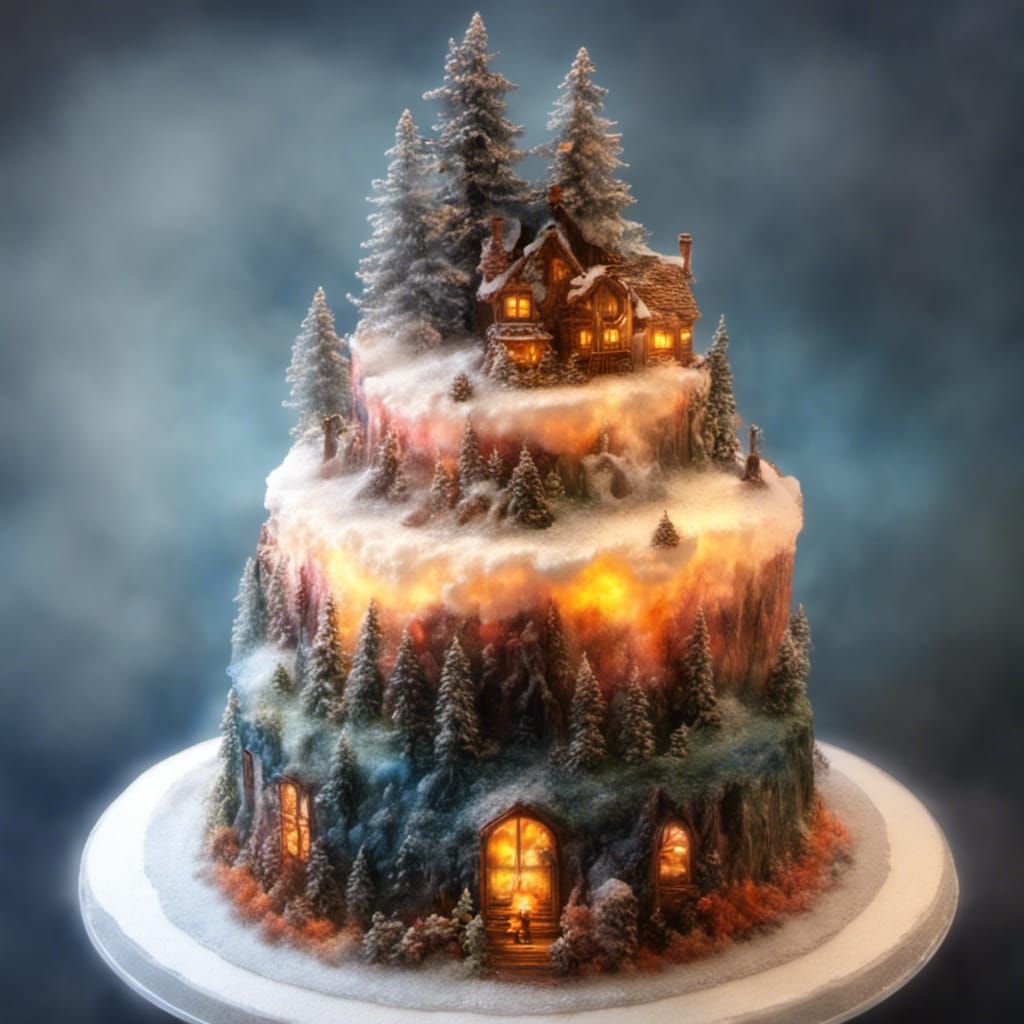 Ethereal Black Forest Cake in a Whimsical Winter Wonderland