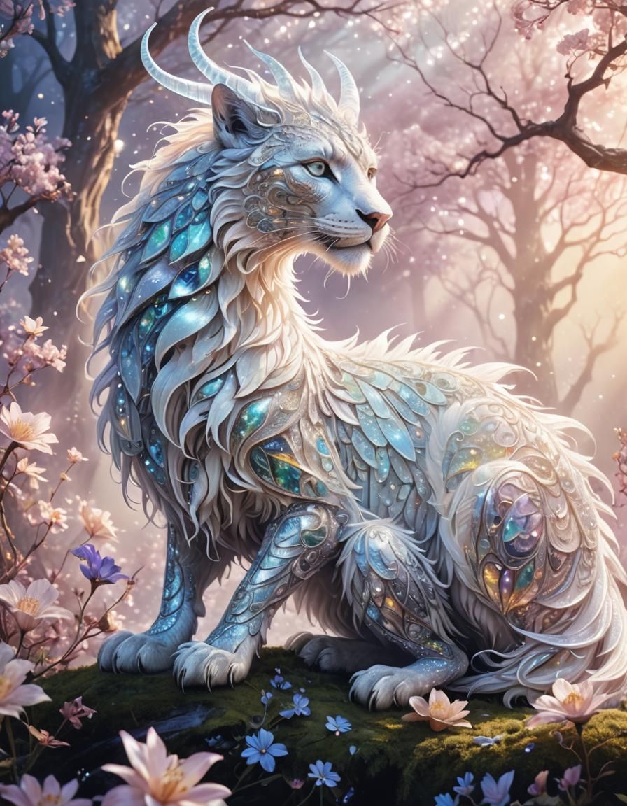 Enchanting Ethereal Fantasy Creature in Iridescent Hues
