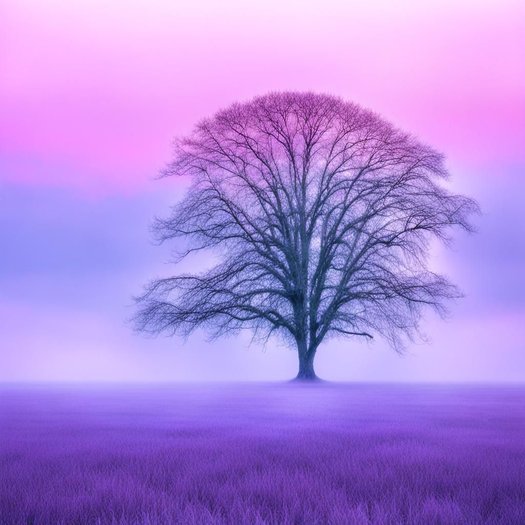 Tree in Golden Light at Dawn or Dusk