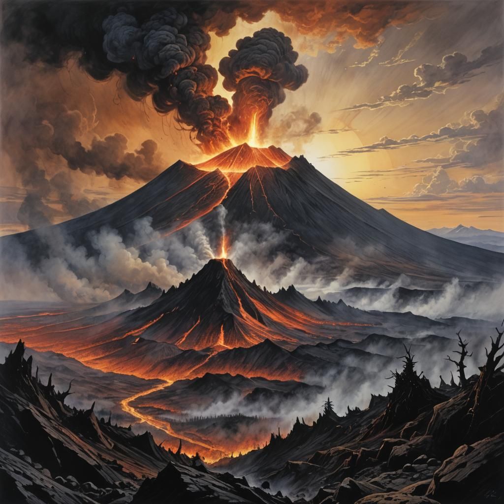 Ashen Emberpeak Volcano Dominates the Skyline