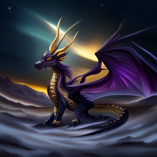 Ethereal Dragon Soars through Starry Night Sky