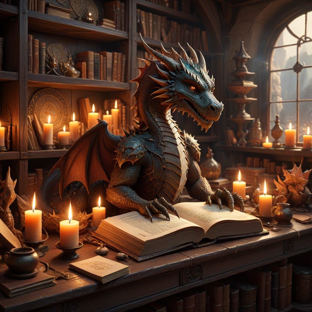 Dragon Alchemist in Fantasy Laboratory