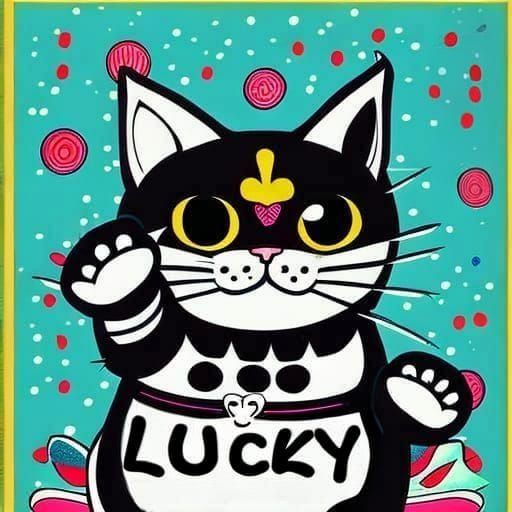 Lucky Japanese Cat with Golden Coins